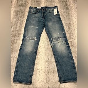 NWT H&M Men’s Jeans 34 x 34 Straight Regular Waist Button Fly Distress Denim